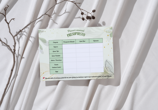 Planner Presupuesto Mensual Gratis